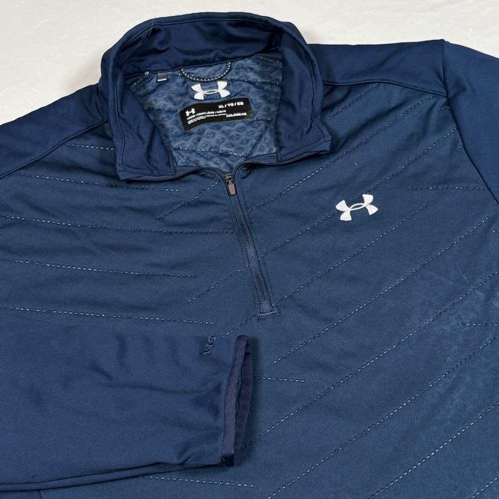 Under Armour Storm Pullover Mens XL ColdGear Navy Blue Quarter Zip Quarter-Zip